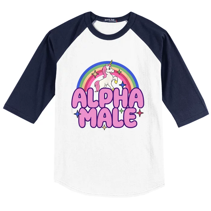 Alpha Male Unicorn Funny Sarcastic Ironic Weird Humor Baseball Sleeve Shirt