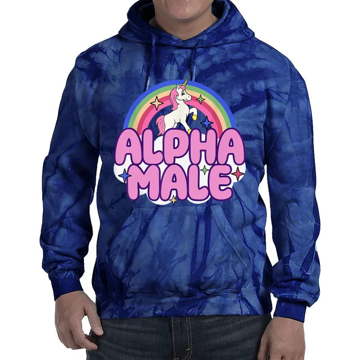 Alpha Male Unicorn Funny Sarcastic Ironic Weird Humor Tie Dye Hoodie