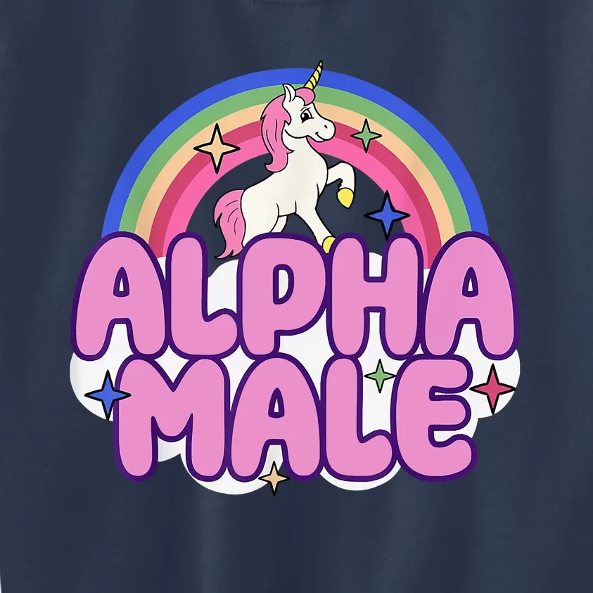 Alpha Male Unicorn Funny Sarcastic Ironic Weird Humor Kids Sweatshirt