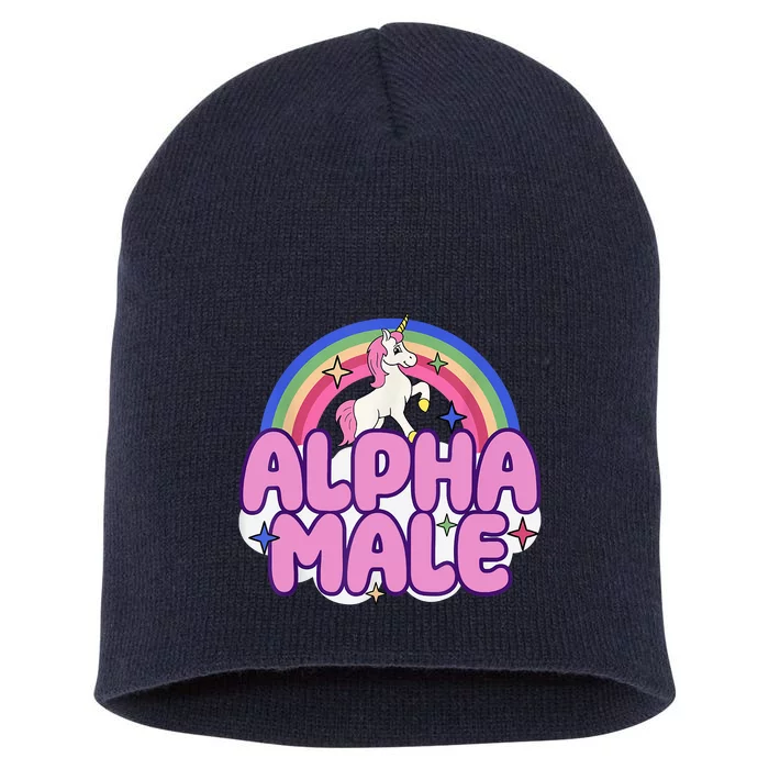 Alpha Male Unicorn Funny Sarcastic Ironic Weird Humor Short Acrylic Beanie