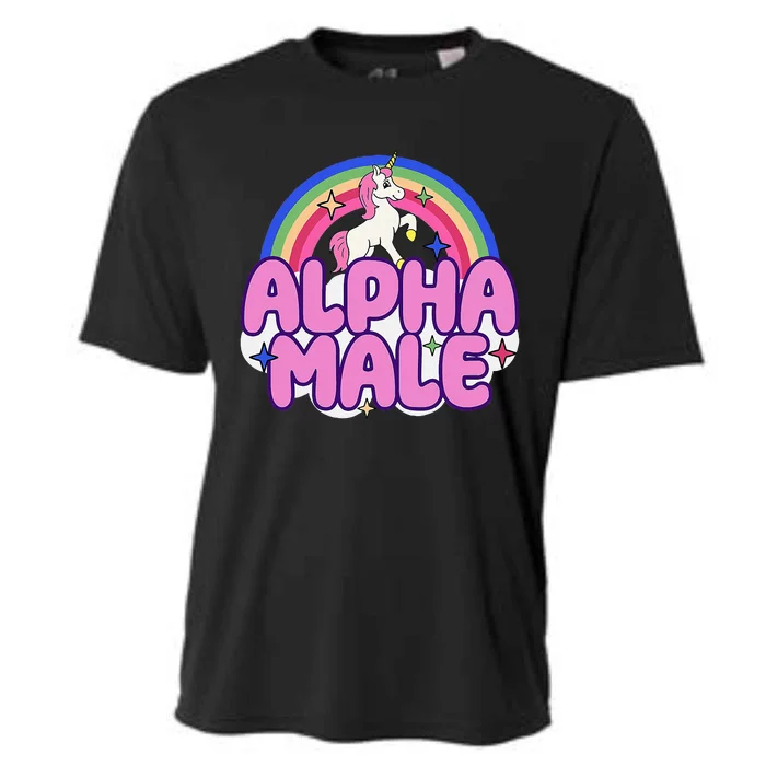 Alpha Male Unicorn Funny Sarcastic Ironic Weird Cooling Performance Crew T-Shirt