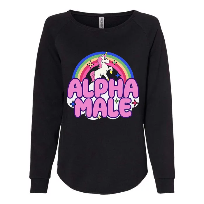 Alpha Male Unicorn Funny Sarcastic Ironic Weird Womens California Wash Sweatshirt