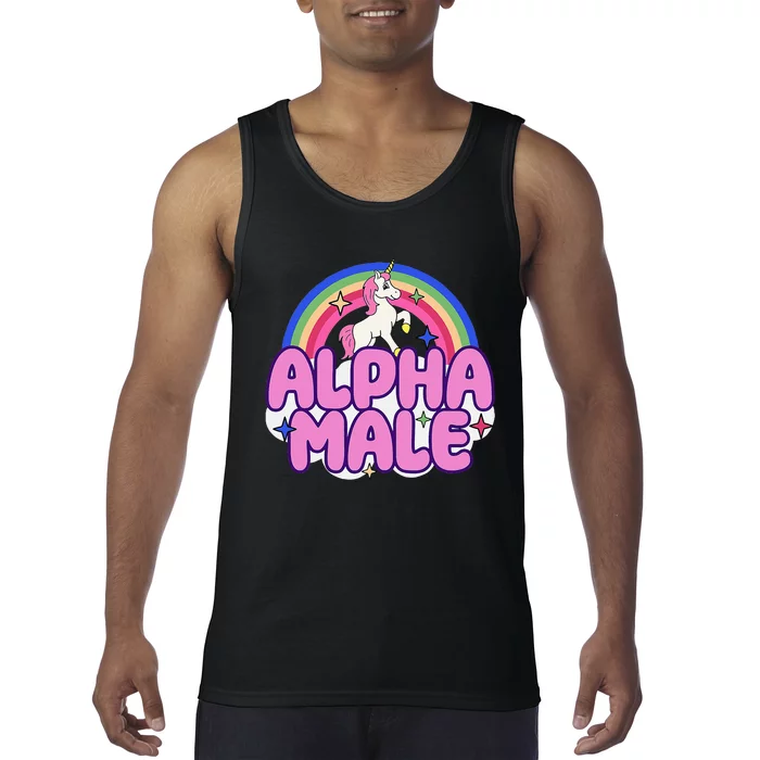 Alpha Male Unicorn Funny Sarcastic Ironic Weird Tank Top