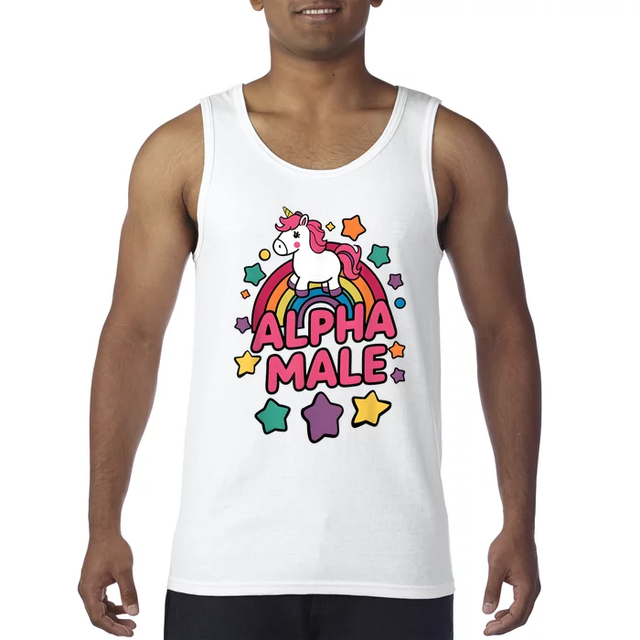 Alpha Male Unicorn Funny Embarrassing Joke Ironic Tank Top