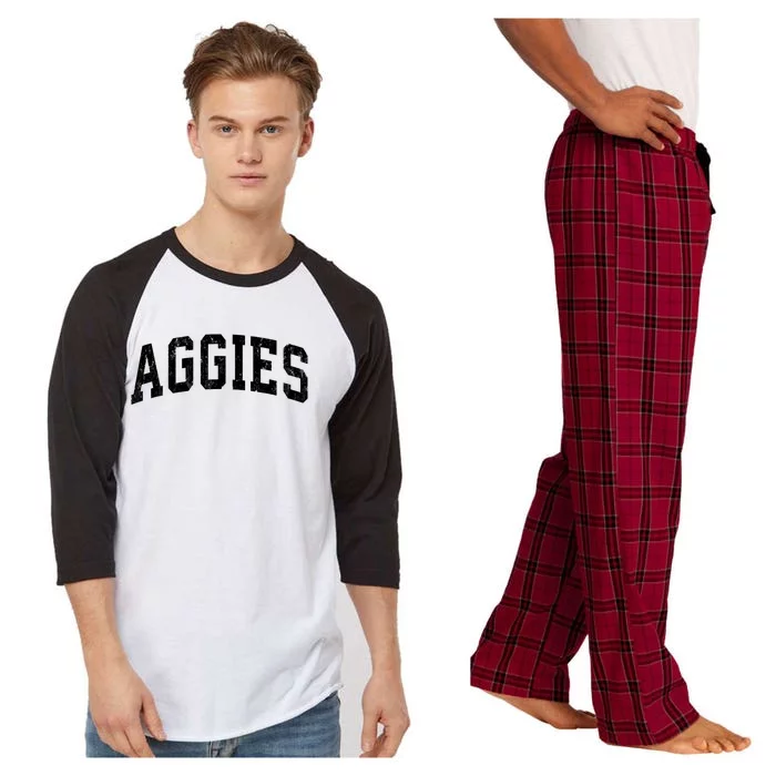 Aggies Mascot Vintage Athletic Sports Name Design Raglan Sleeve Pajama Set