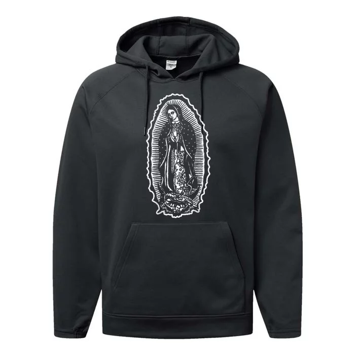 Ave Maria Virgin Mary Our Lady Of Guadalupe Marian Performance Fleece Hoodie