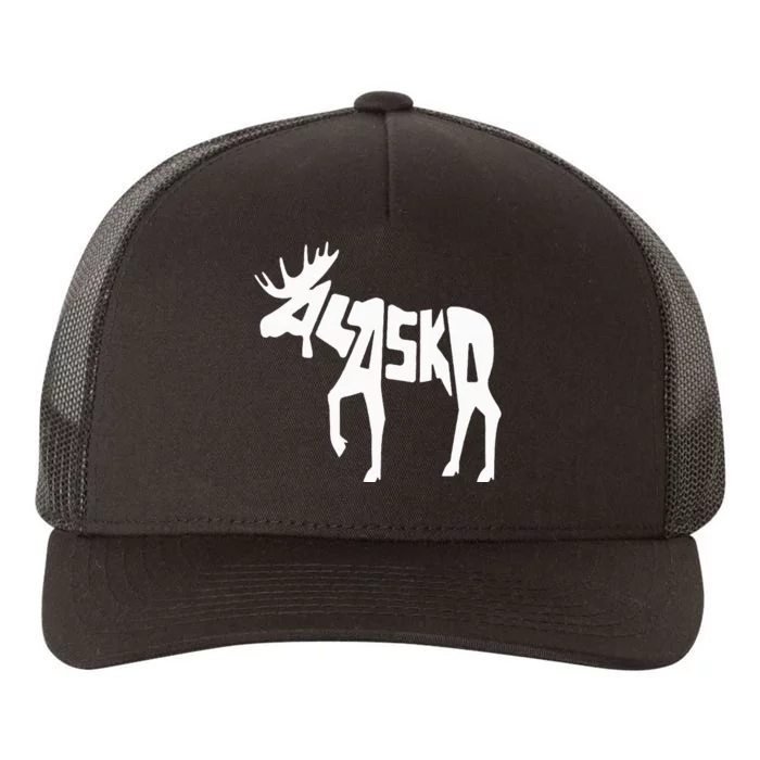 Alaska Moose Word Art Funny Animal Yupoong Adult 5-Panel Trucker Hat