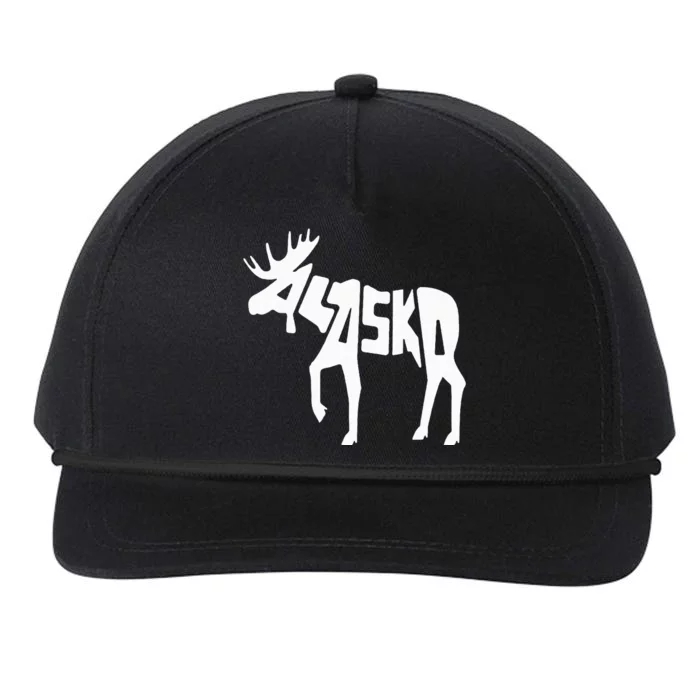 Alaska Moose Word Art Funny Animal Snapback Five-Panel Rope Hat