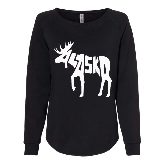 Alaska Moose Word Art Funny Animal Womens California Wash Sweatshirt