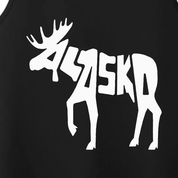 Alaska Moose Word Art Funny Animal Performance Tank