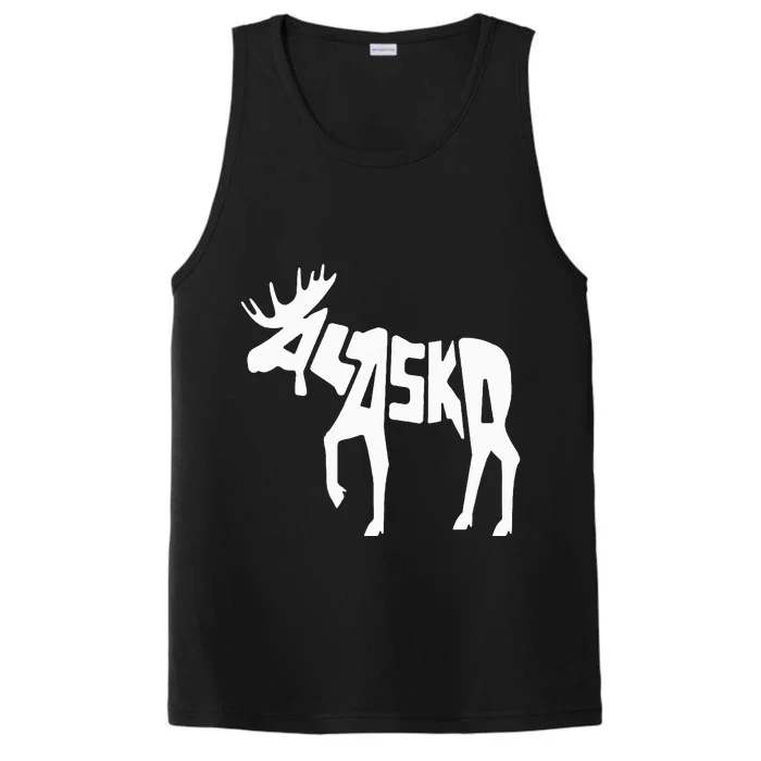 Alaska Moose Word Art Funny Animal Performance Tank