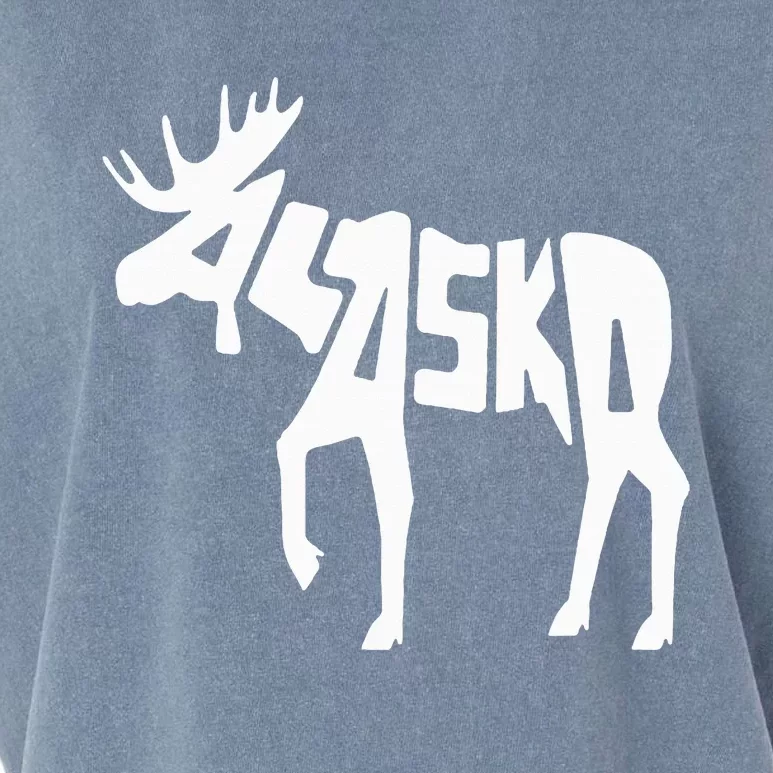 Alaska Moose Word Art Funny Animal Garment-Dyed Women's Muscle Tee