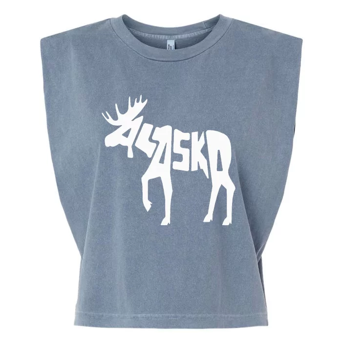 Alaska Moose Word Art Funny Animal Garment-Dyed Women's Muscle Tee