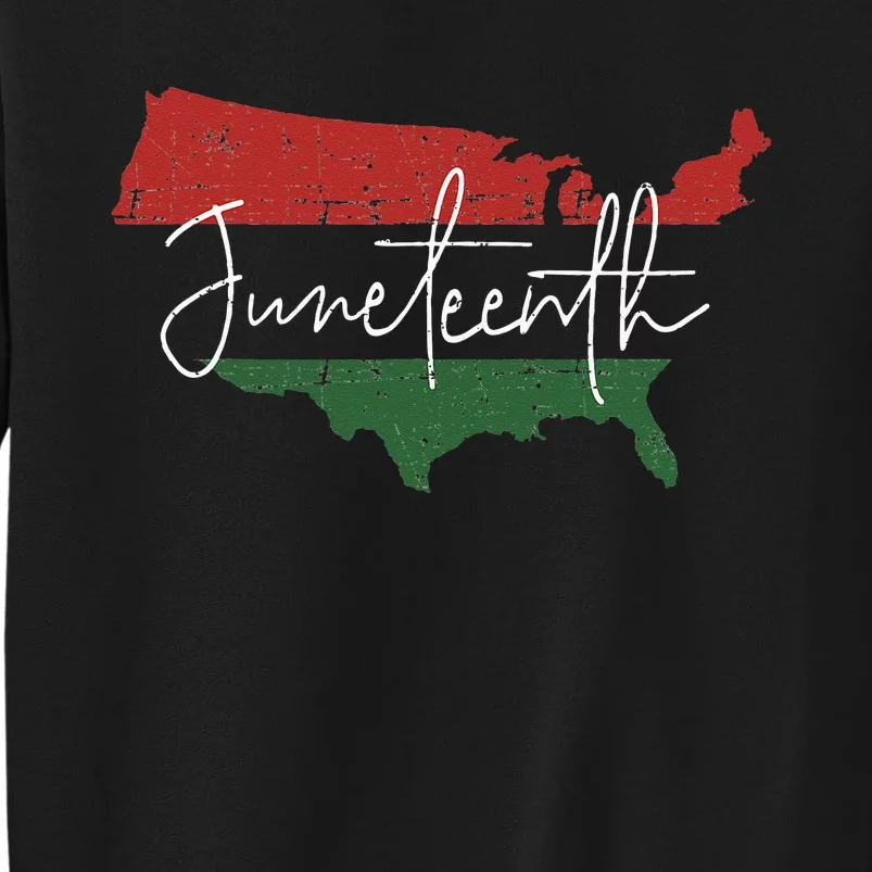 American map with pan african flag for Juneteenth since 1865 Sweatshirt