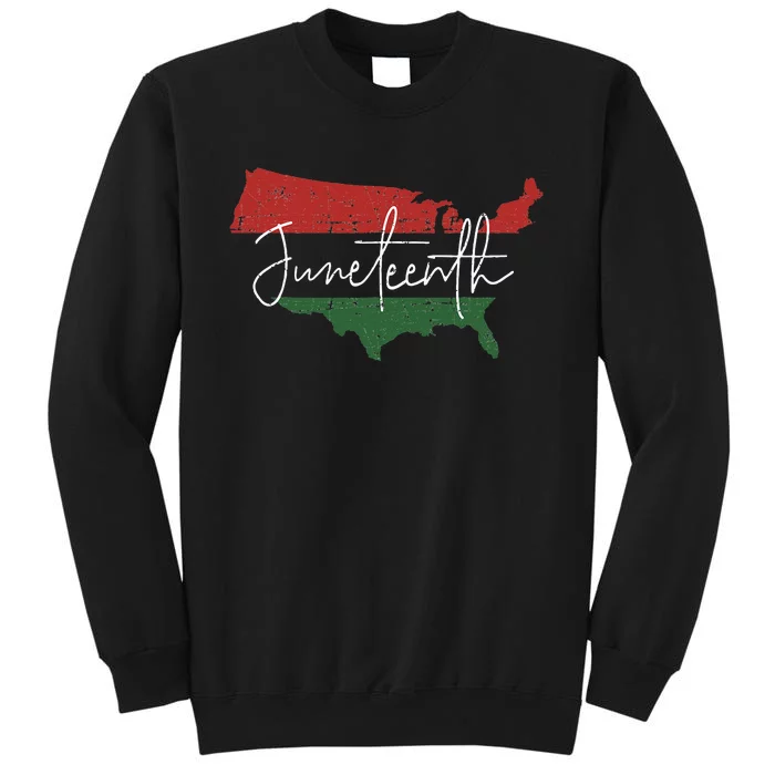 American map with pan african flag for Juneteenth since 1865 Sweatshirt