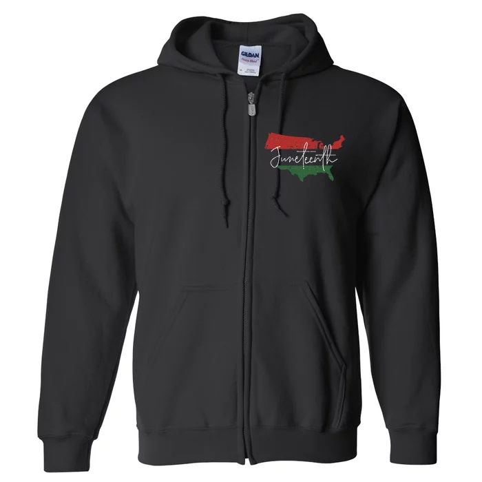 American map with pan african flag for Juneteenth since 1865 Full Zip Hoodie