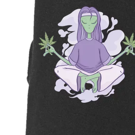 Alien Meditating Weed Doggie 3-End Fleece Hoodie