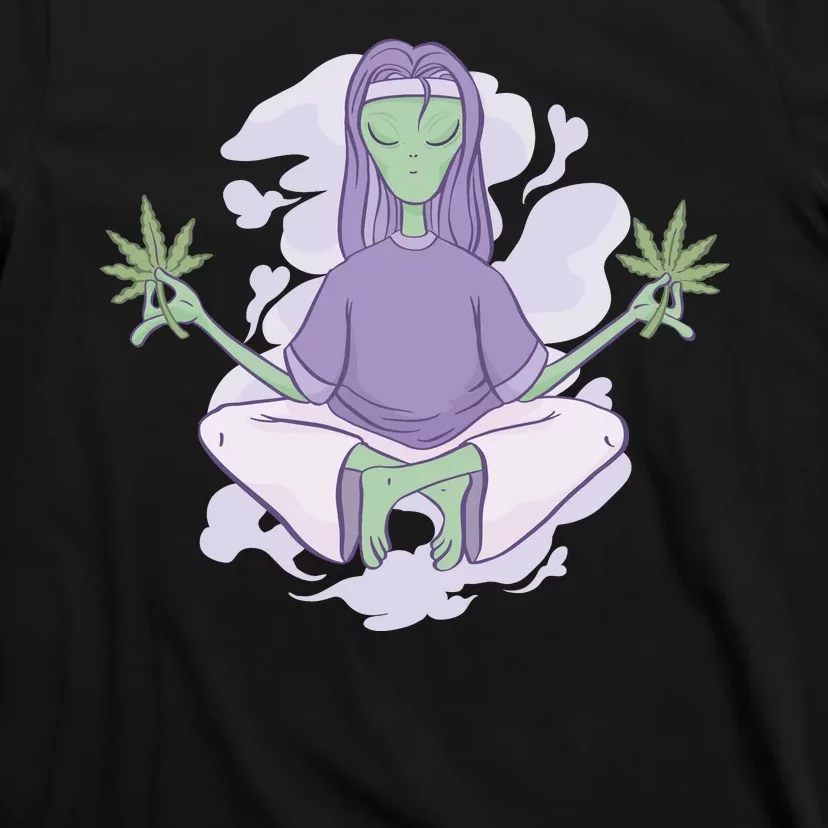 Alien Meditating Weed T-Shirt