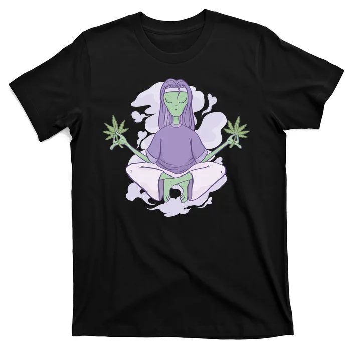 Alien Meditating Weed T-Shirt