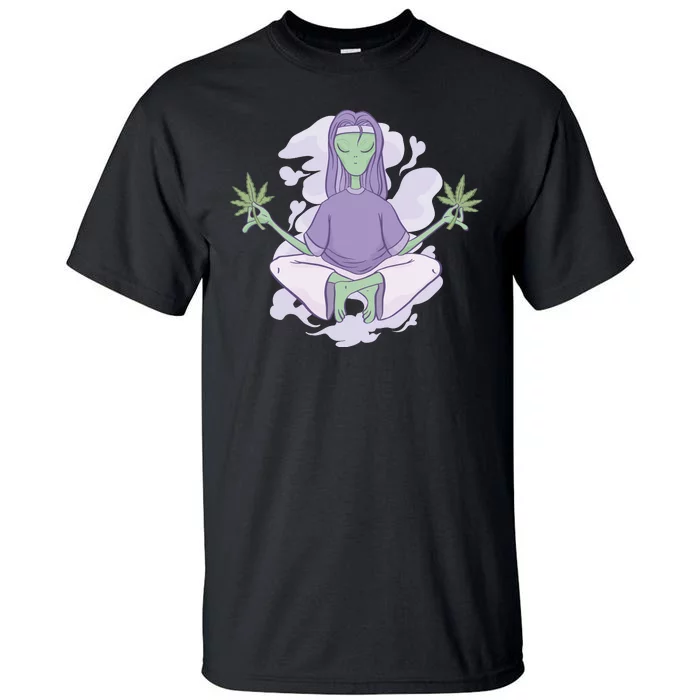 Alien Meditating Weed Tall T-Shirt