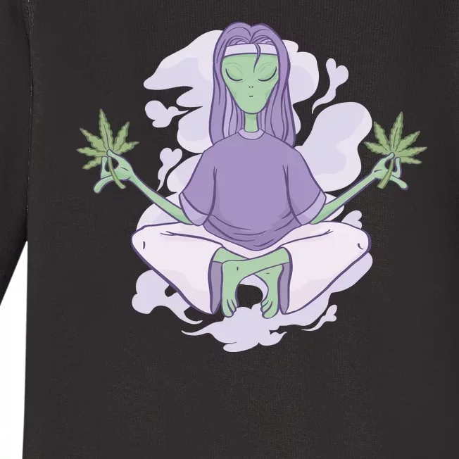 Alien Meditating Weed Baby Long Sleeve Bodysuit