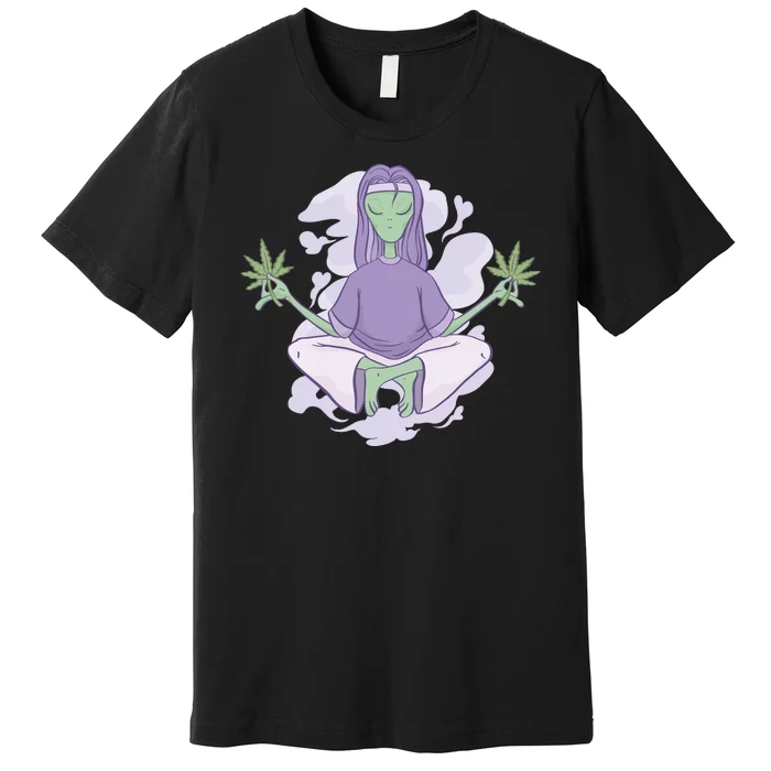 Alien Meditating Weed Premium T-Shirt