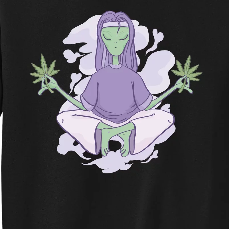 Alien Meditating Weed Tall Sweatshirt