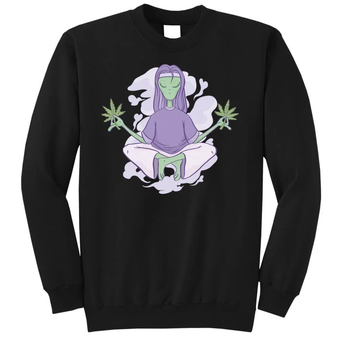 Alien Meditating Weed Tall Sweatshirt