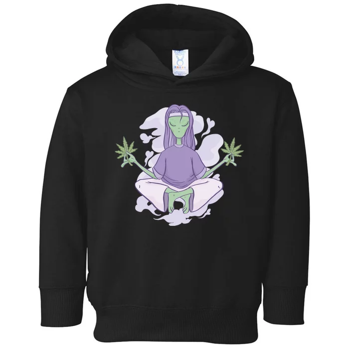 Alien Meditating Weed Toddler Hoodie