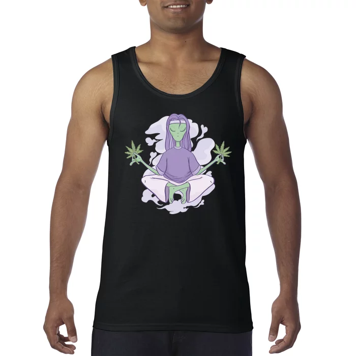 Alien Meditating Weed Tank Top