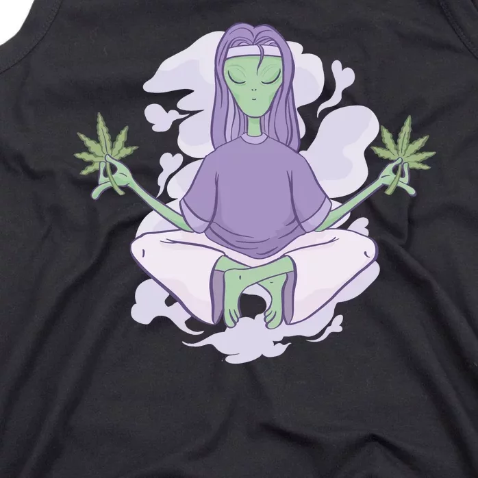 Alien Meditating Weed Tank Top