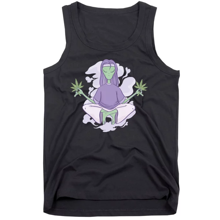 Alien Meditating Weed Tank Top