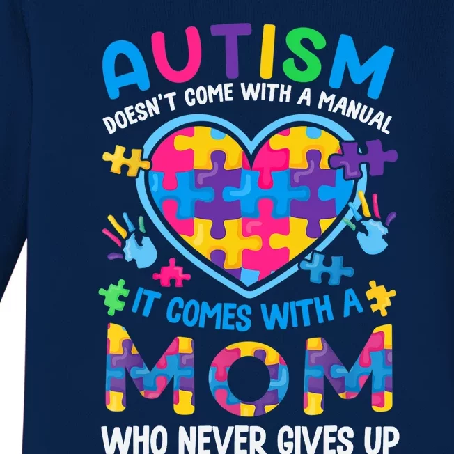 Autism Mom Wo Puzzle Piece Autism Awareness Month Baby Long Sleeve Bodysuit