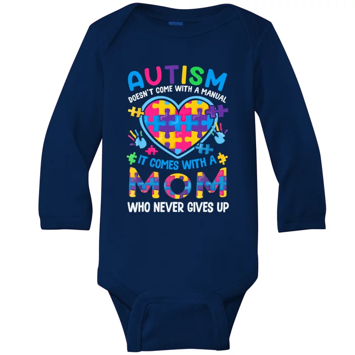 Autism Mom Wo Puzzle Piece Autism Awareness Month Baby Long Sleeve Bodysuit