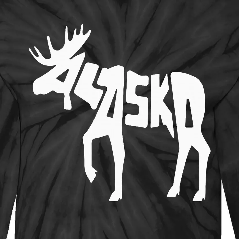 Alaska Moose Word Art Funny Animal Tie-Dye Long Sleeve Shirt