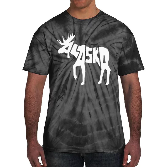 Alaska Moose Word Art Funny Animal Tie-Dye T-Shirt