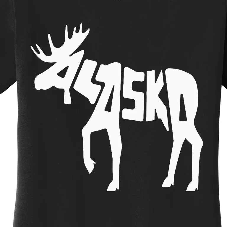 Alaska Moose Word Art Funny Animal Women's T-Shirt