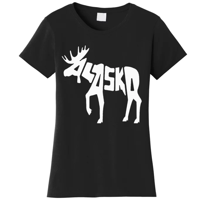 Alaska Moose Word Art Funny Animal Women's T-Shirt