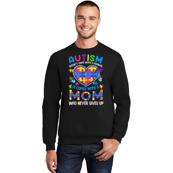 Autism Mom Womens Puzzle Piece Autism Awareness Month Tall Sweatshirt