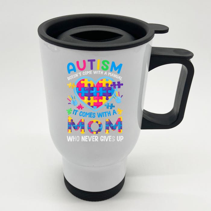 Autism Mom Womens Puzzle Piece Autism Awareness Month Front & Back Stainless Steel Travel Mug