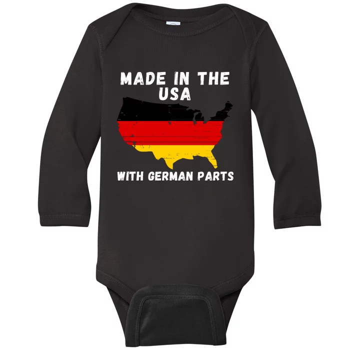 American Made With German Parts Germany Pride Germany USA Baby Long Sleeve Bodysuit