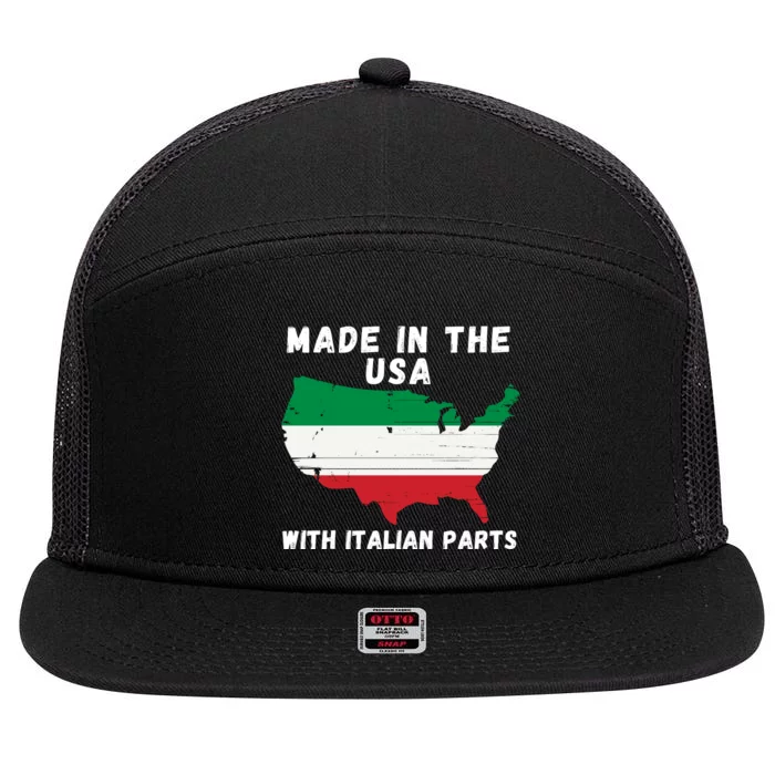 American Made With Italian Parts Italian Pride Italian USA 7 Panel Mesh Trucker Snapback Hat