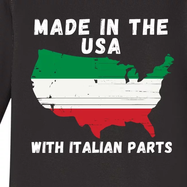 American Made With Italian Parts Italian Pride Italian USA Baby Long Sleeve Bodysuit