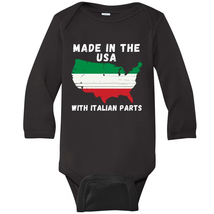 American Made With Italian Parts Italian Pride Italian USA Baby Long Sleeve Bodysuit