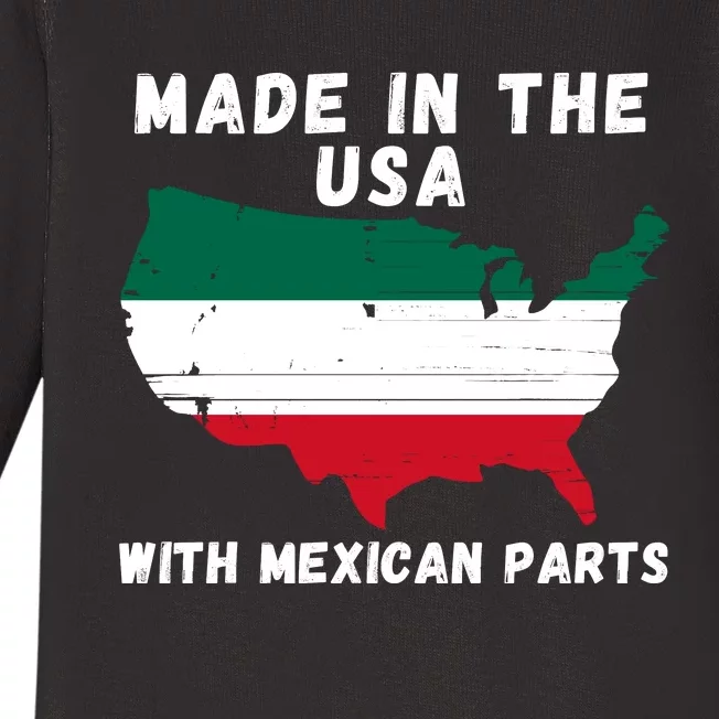 American Made With Mexican Parts Mexican Pride Mexican USA Baby Long Sleeve Bodysuit