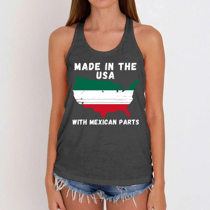 American Made With Mexican Parts Mexican Pride Mexican USA Women's Knotted Racerback Tank