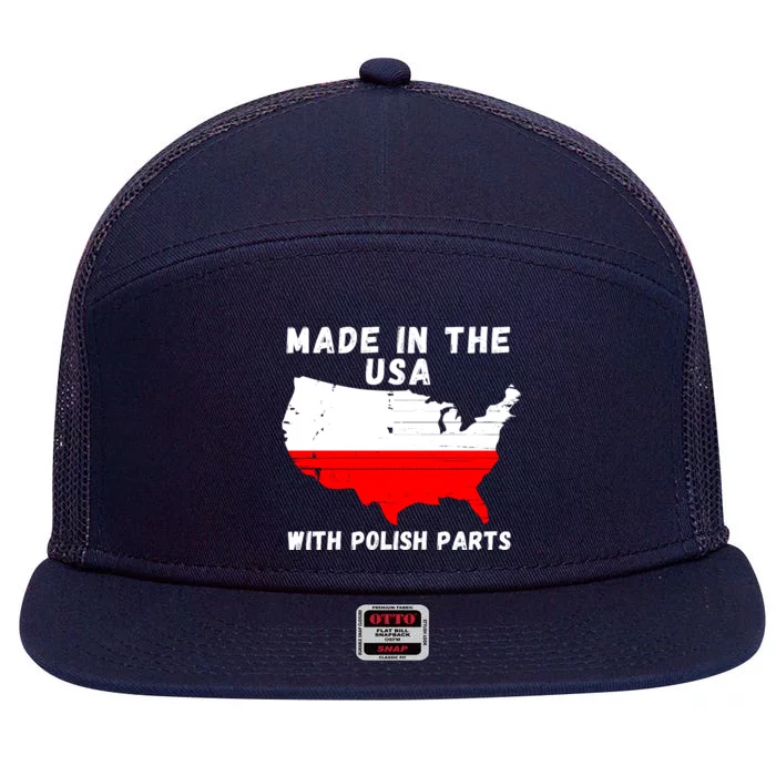 American Made With Polish Parts Polish Pride Poland USA 7 Panel Mesh Trucker Snapback Hat