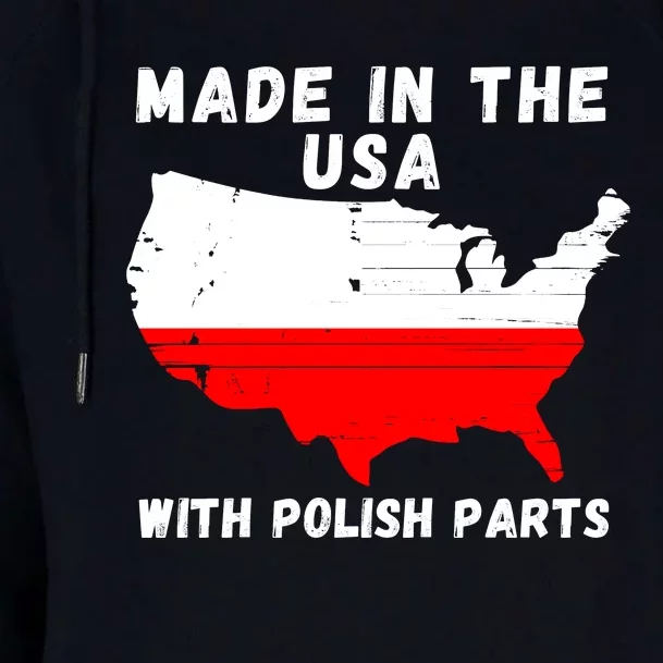 American Made With Polish Parts Polish Pride Poland USA Womens Funnel Neck Pullover Hood