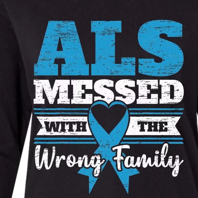 ALS Messed With The Wrong Family ALS Awareness Support Squad Womens Cotton Relaxed Long Sleeve T-Shirt