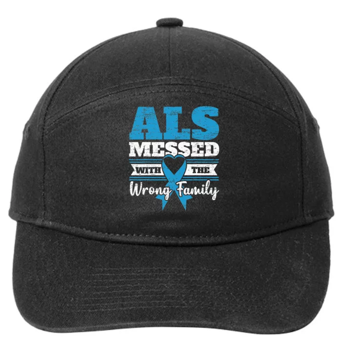 ALS Messed With The Wrong Family ALS Awareness Support Squad 7-Panel Snapback Hat